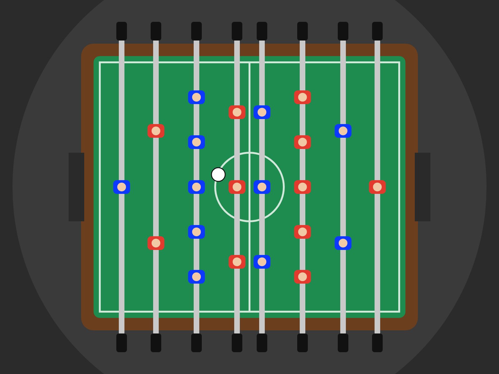 Baby-foot professionnel vu de dessus